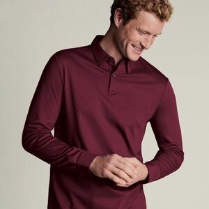 Men's Burgundy Long Sleeve polo Shirt men’s XL NWT